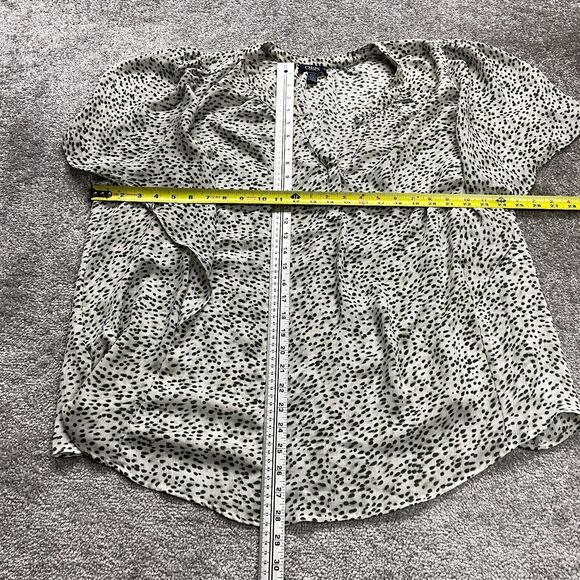 Chaps Blouse Tunic Womens 3XL Black White Polka Dot V-Neck Short Sleeve Casual - Picture 9 of 12